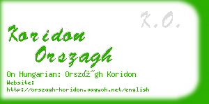 koridon orszagh business card